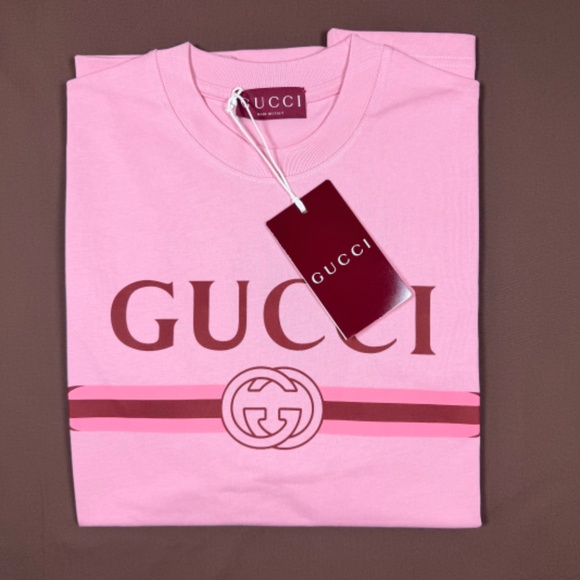 MEN'S GUCCI PINK COTTON JERSEY T-SHIRT SIZE LARGE RELAXED FIT EXCELLENT - Picture 2 of 6